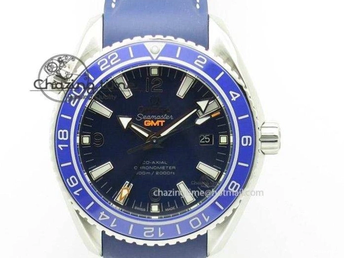 1229 Planet Ocean GMT 42mm V6F 1:1 Best Edition Blue Bezel Orange Numbers On SS Bracelet A Compact 8254
